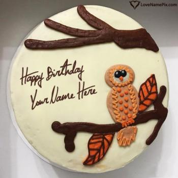 Owl Happy Birthday Cake Free Download With Name