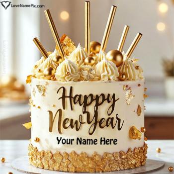 Personalized Happy New Year Cake Design With Name
