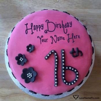 Pink Cake Pic For 16th Birthday With Name
