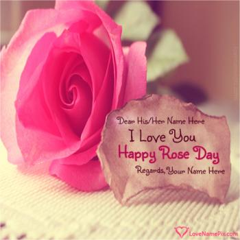 Pink Happy Rose Day Wishes With Name