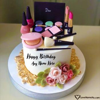 Pretty Dior Makeup Birthday Cake For Makeup Lovers With Name