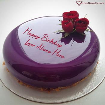 Purple Marble Birthday Cake For Lover With Name