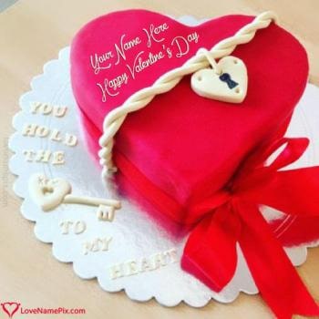 Red Heart Valentines Cake With Name
