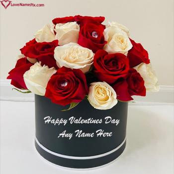Romantic Valentine Day Flower Bouquet For Girlfriend With Name