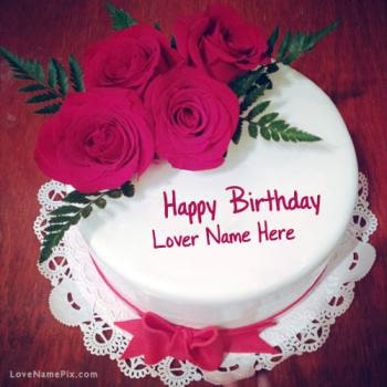 Roses Birthday Cake For Lover With Name