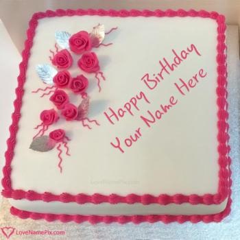 Roses Romantic Birthday Cake For Girlfriend With Name