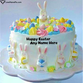 Special Happy Easter Eggs Hunt Cake With Name