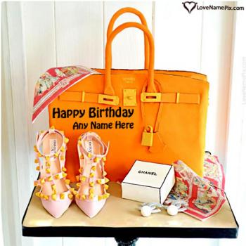 Stylish Channel Valentino Shoes Branded Birthday Cake With Name
