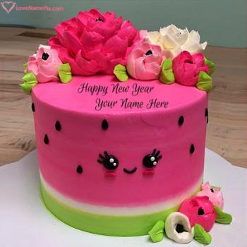 Stylish Customize Happy New Year Cake Image With Name