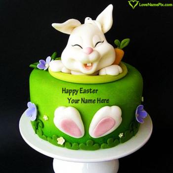 Sweet Happy Easter Bunny Cake Image With Name