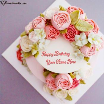 Sweet Pink Roses Birthday Cake Free Download With Name
