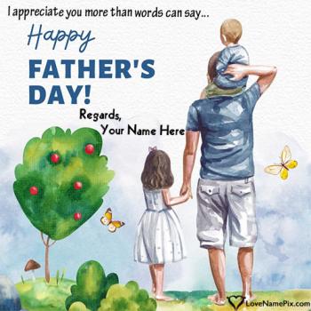 Unique Happy Fathers Day Wish Card With Name