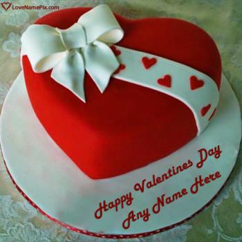 Valentine Red Heart Cake With Name