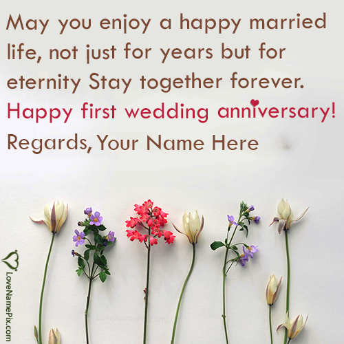 1st Marriage Anniversary Wishes Cards With Name