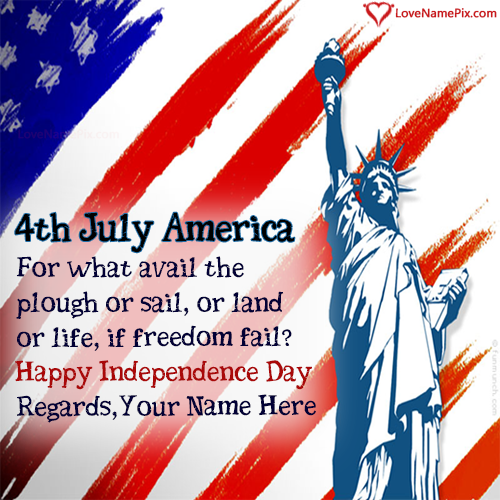 4th July Independence Day Greetings USA With Name
