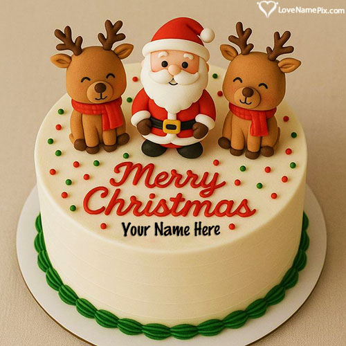 Adorable Merry Christmas Cake Wishes Images With Name