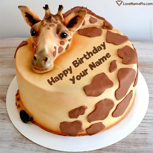 Amazing Giraffe Birthday Cake For Kids With Name