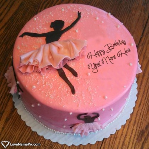 Ballerina Silhouette Cake For Birthday Girl With Name