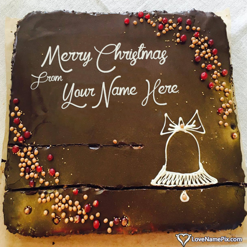 Beautiful Chocolate Cake For Christmas With Name