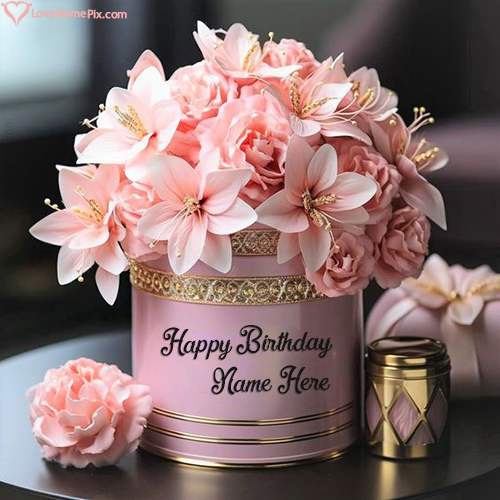 Beautiful Happy Birthday Flower Bouquet For Girls With Name