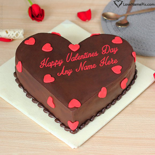 Beautiful Hearts Happy Valentine Cake For Lover With Name