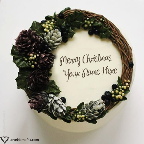 Beautiful Merry Christmas Cake Edit With Name