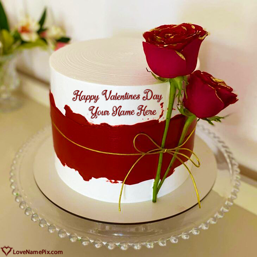 Best Valentine Red Rose Cake Wish With Name