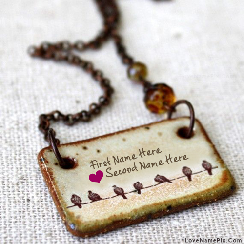 Birds Couple Love Pendant With Name