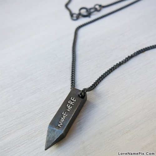 Black Bullet Pendant Necklace With Name