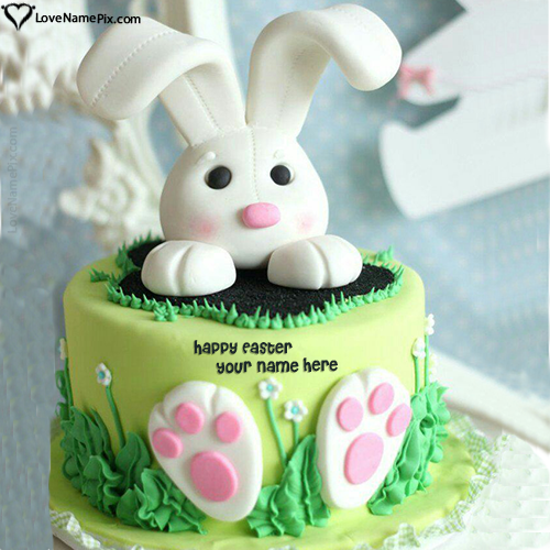 Cool Easter Celebration Wish Cake With Name