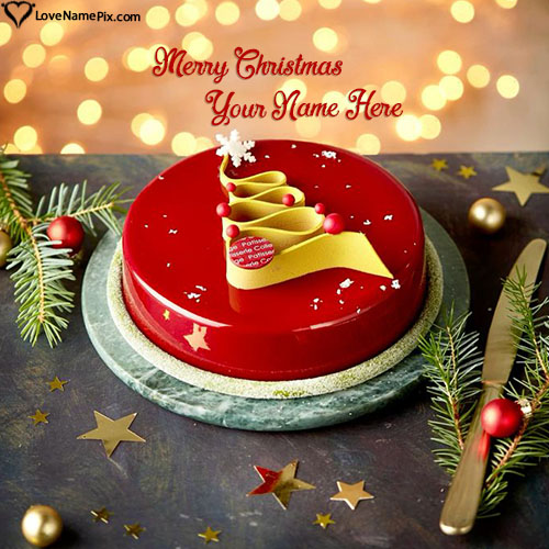 Create Custom Merry Christmas Cake Free Download With Name