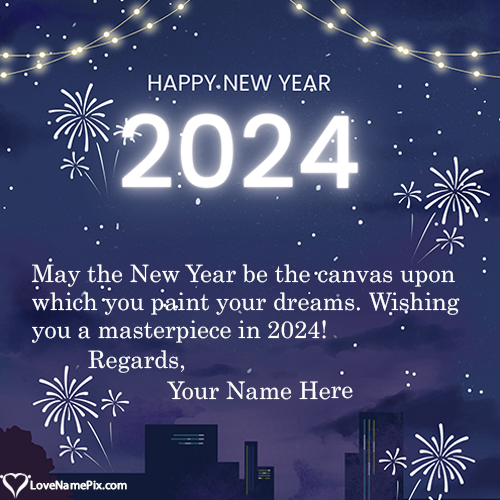 Create New Year Greetings Card Online Free With Name