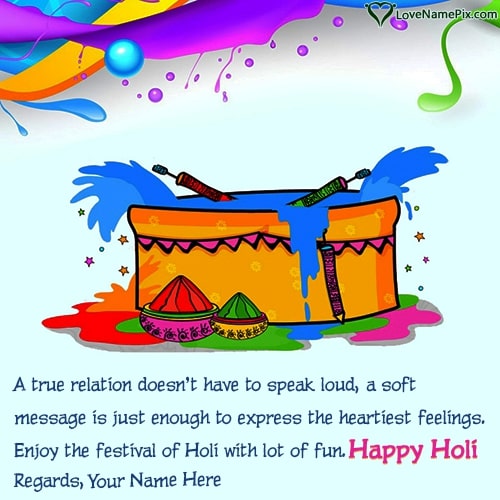 Cute Colors Happy Holi Greetings With Name