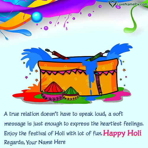 Cute Colors Happy Holi Greetings With Name