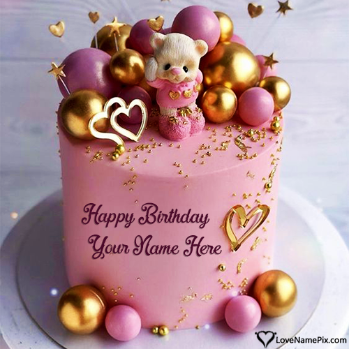 Cute Happy Birthday Teddy Bear Cake Online For Kids With Name
