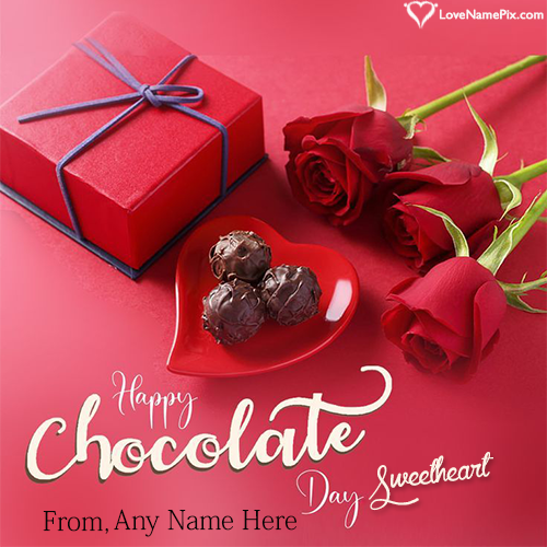 Cute Happy Chocolate Day Greetings Idea With Name