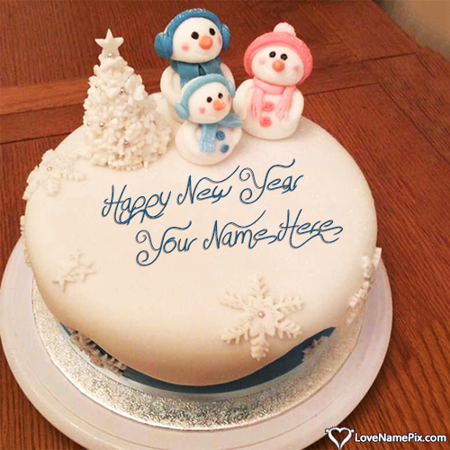 Cute Happy New Year Cake Photo With Name