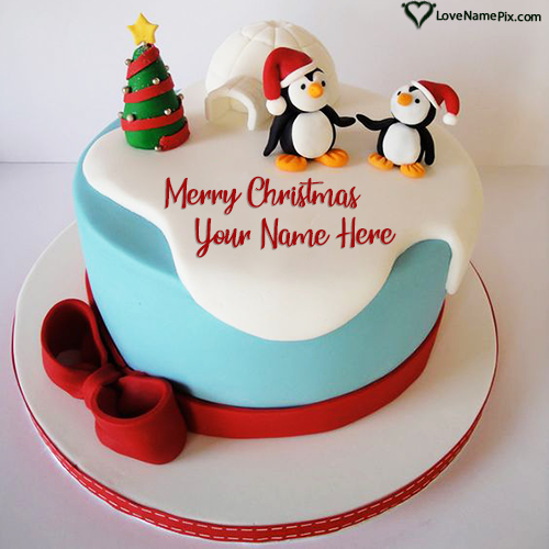 Cute Merry Christmas Cake for Girlfriend With Name