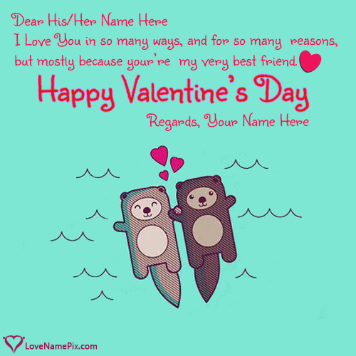 Cute Teddy Couple Valentines Quotes With Name