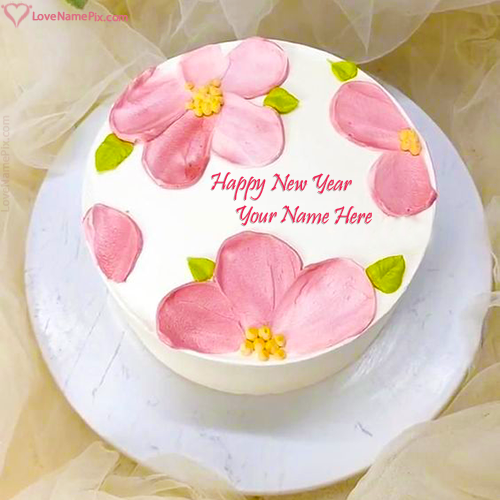 Editable New Year Wishes Cake Design With Name