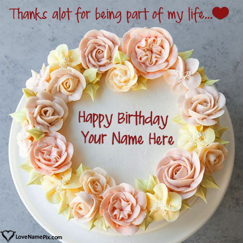 Editable Quotes Flower Birthday Cake With Name