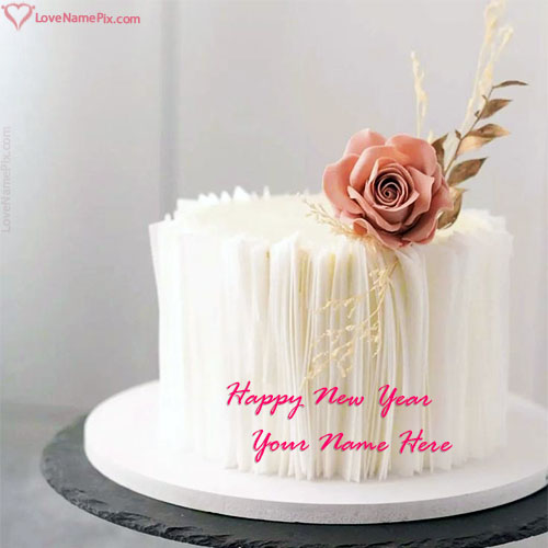 Elegant Rose Happy New Year Cake Image Online With Name