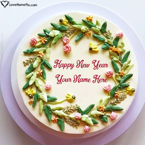 Fondant Cake Design for New Year Wishes With Name
