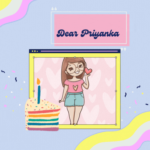 Happy Birthday GIF Free Images With Name Priyanka For Whatsapp