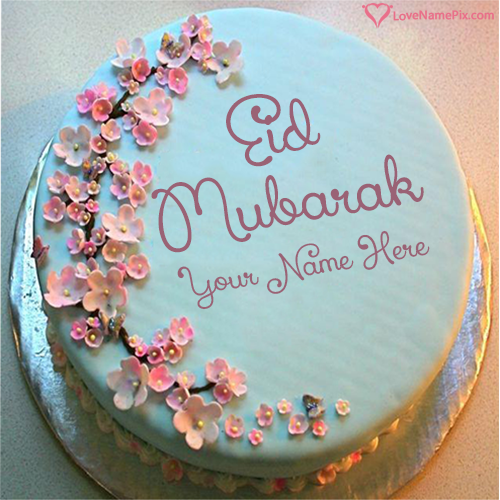 Happy Eid Greetings Cake With Name