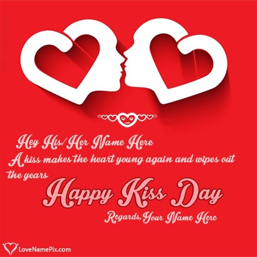 Happy Kiss Day Hearts Wishes With Name