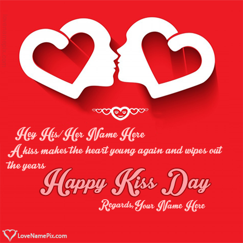 Happy Kiss Day Hearts Wishes With Name