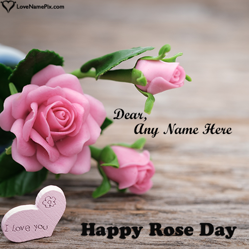 Happy Rose Day Wishes Greeting Card With Name