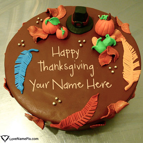 Happy Thanksgiving Wishes Cake With Name