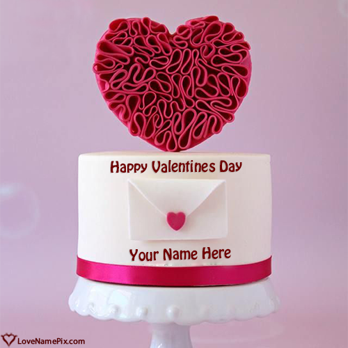 Happy Valentine Day Love Letter Heart Cake With Name